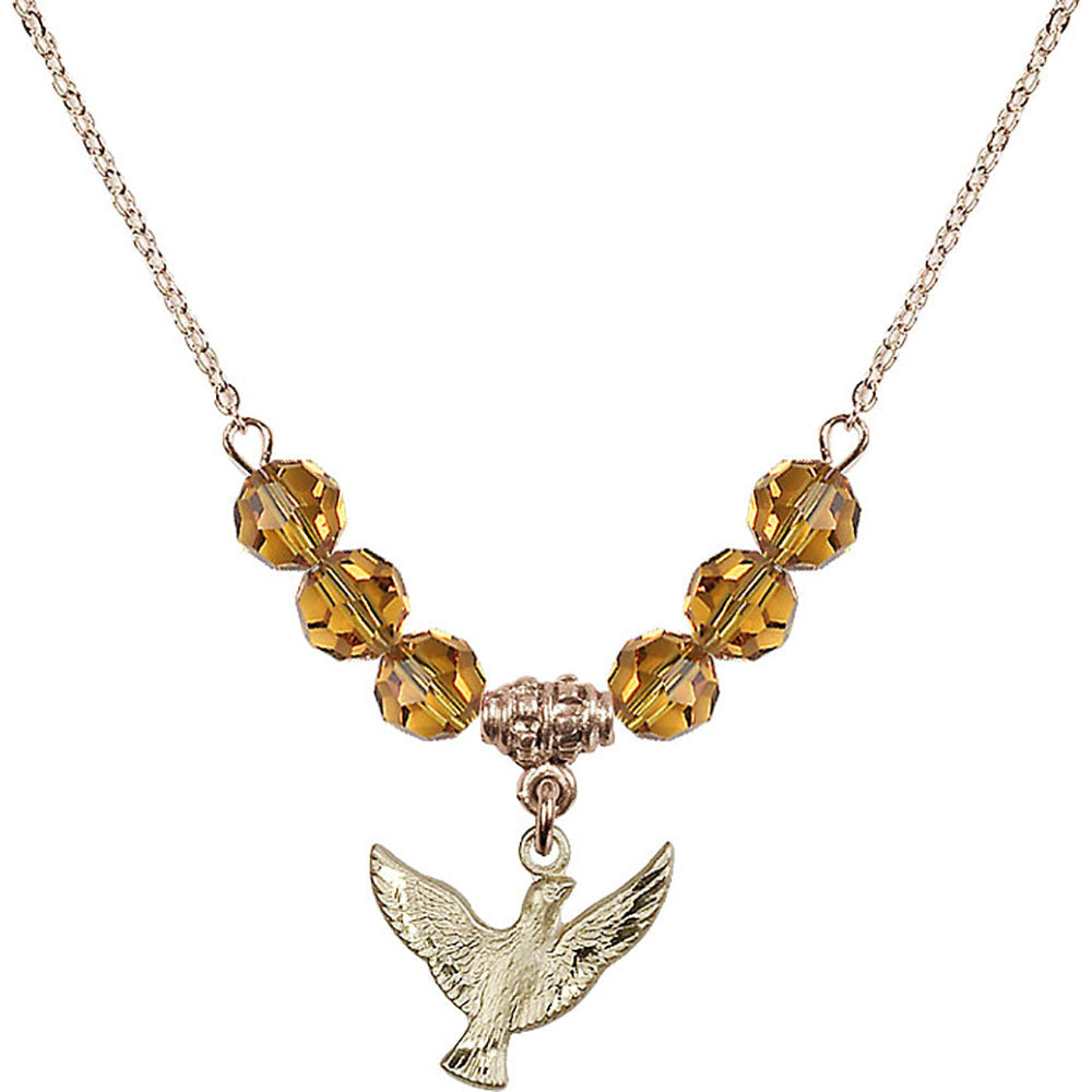 14kt Gold Filled Holy Spirit Birthstone Necklace with Topaz Beads - 5912