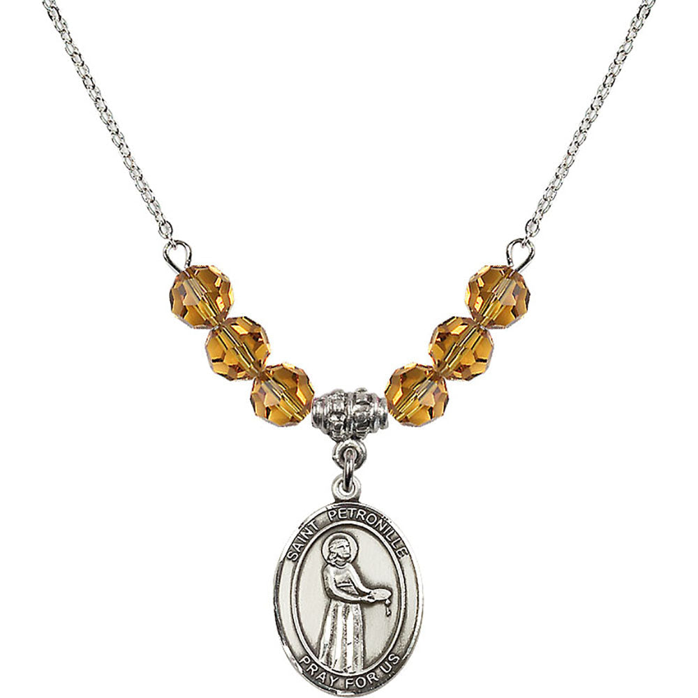 Sterling Silver Saint Petronille Birthstone Necklace with Topaz Beads - 8209