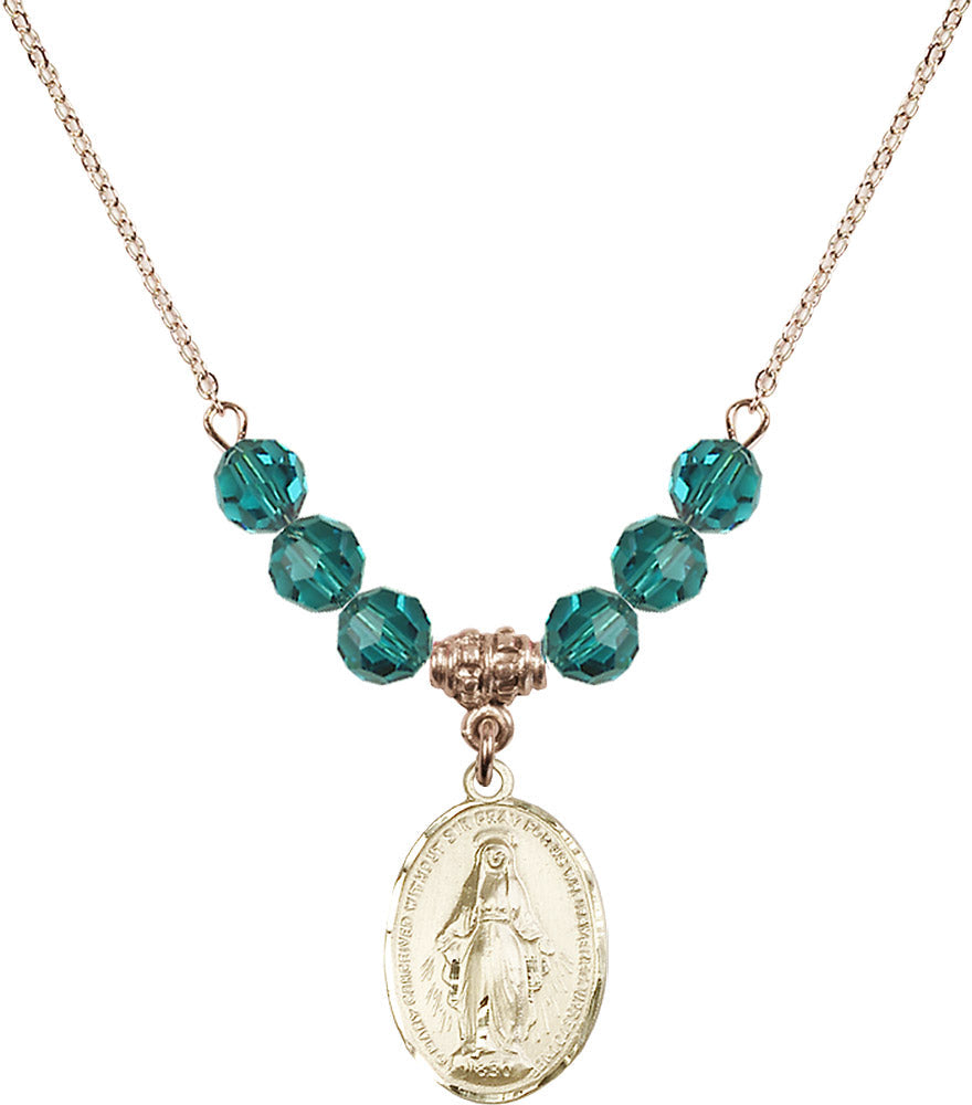 14kt Gold Filled Miraculous Birthstone Necklace with Zircon Beads - 0015