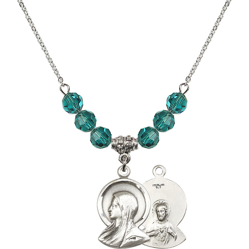 Sterling Silver Madonna Birthstone Necklace with Zircon Beads - 0020