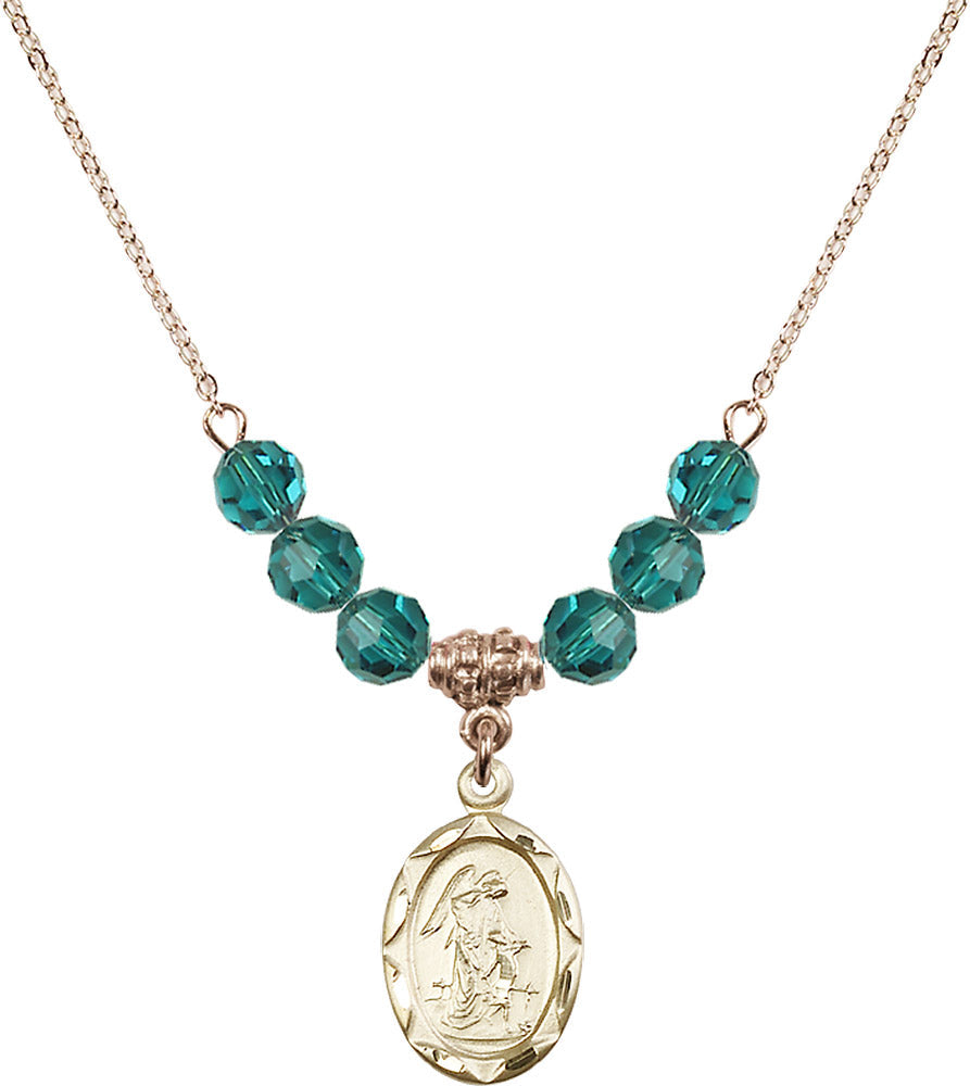 14kt Gold Filled Guardian Angel Birthstone Necklace with Zircon Beads - 0612