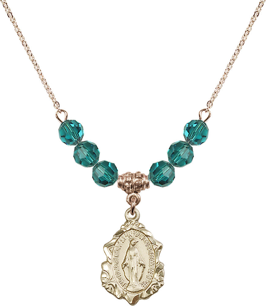 14kt Gold Filled Miraculous Birthstone Necklace with Zircon Beads - 0822
