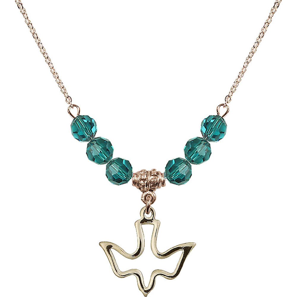 14kt Gold Filled Holy Spirit Birthstone Necklace with Zircon Beads - 1510