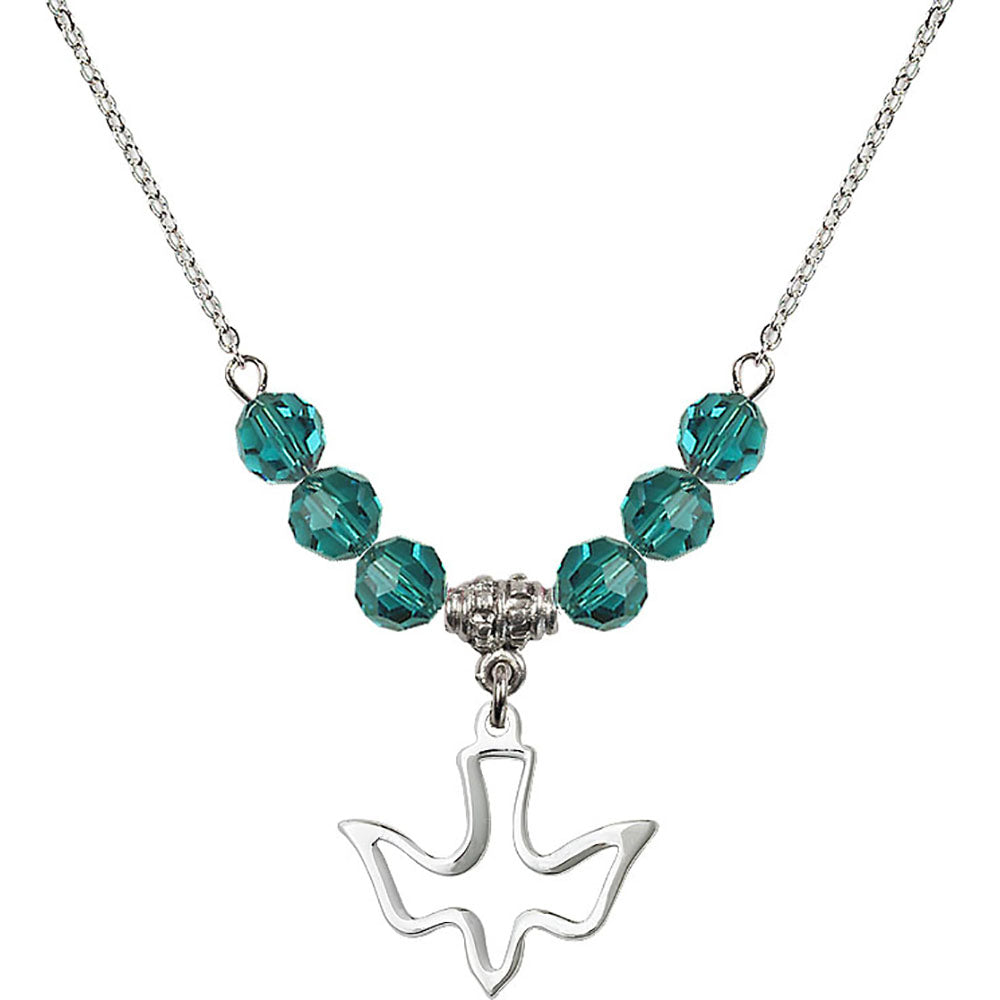 Sterling Silver Holy Spirit Birthstone Necklace with Zircon Beads - 1510