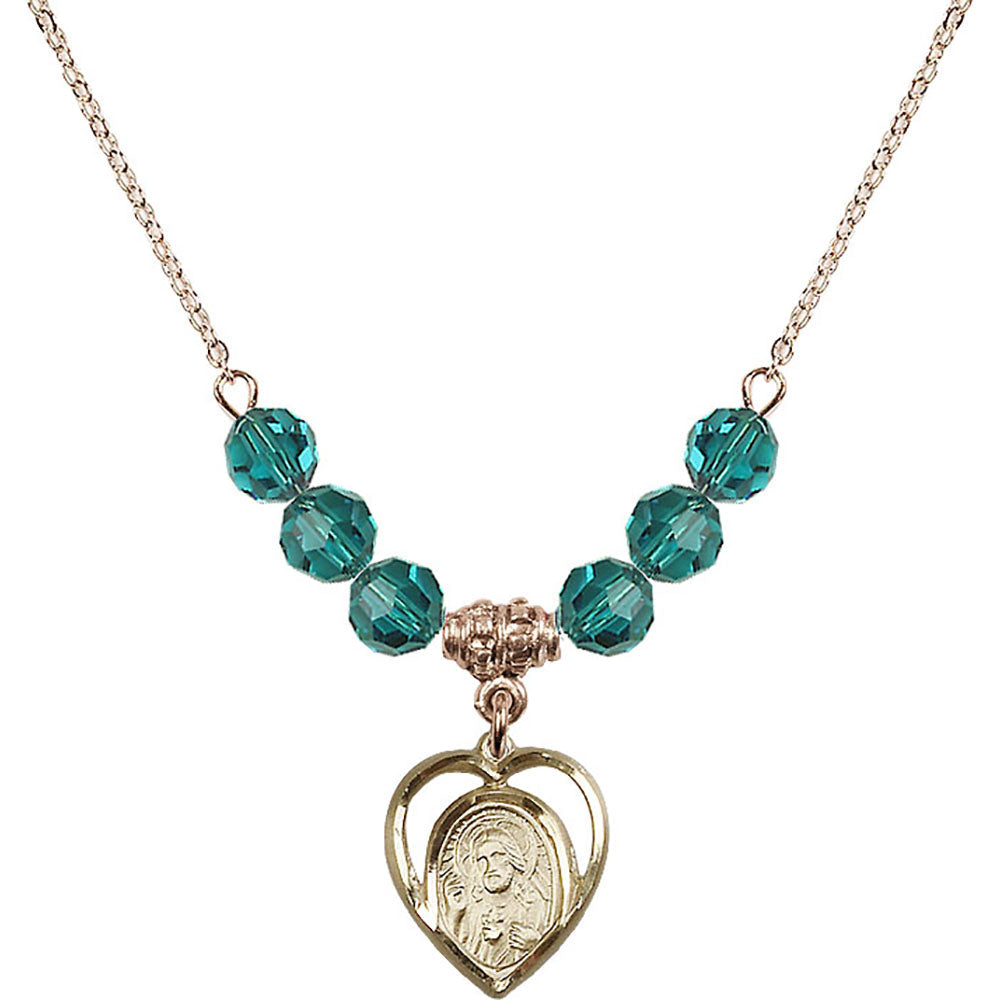 14kt Gold Filled Scapular Birthstone Necklace with Zircon Beads - 4126