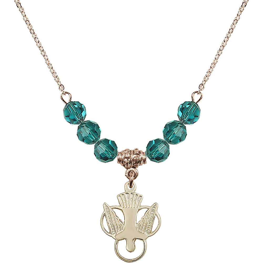 14kt Gold Filled Holy Spirit Birthstone Necklace with Zircon Beads - 5430