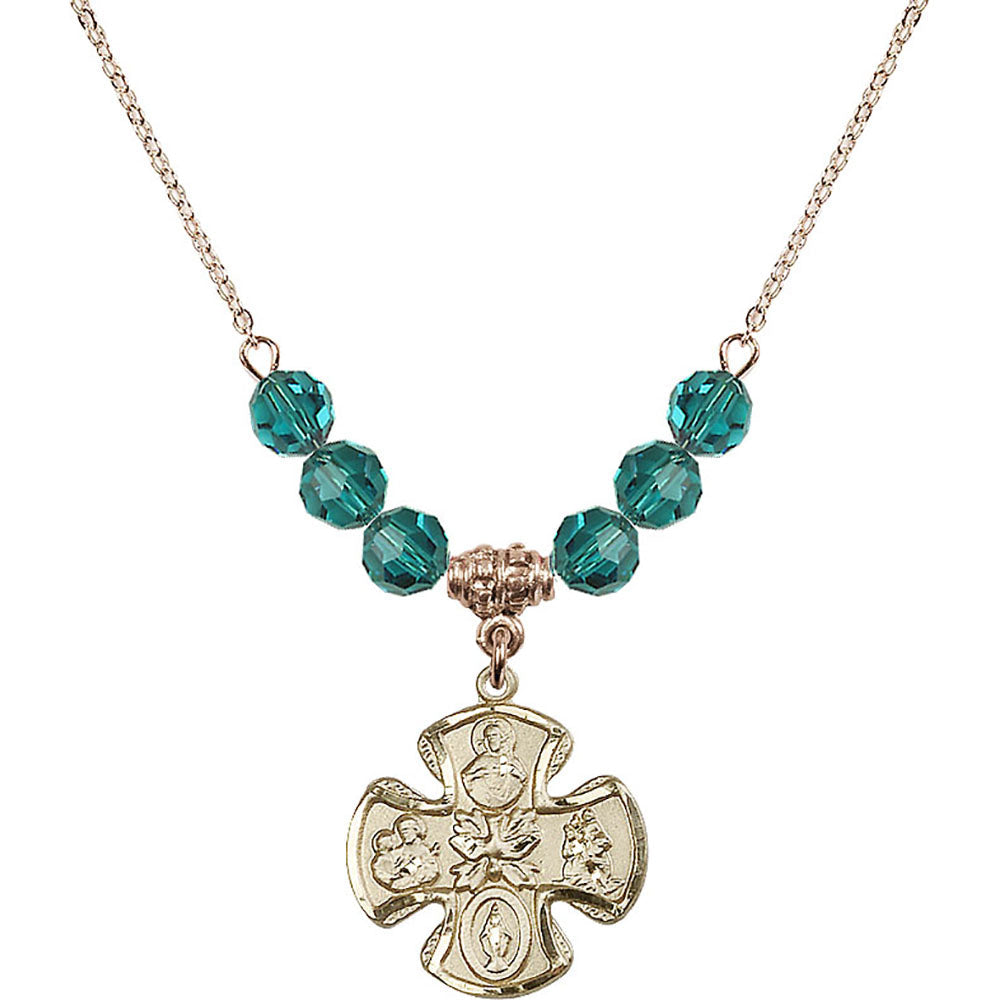 14kt Gold Filled 5-Way Birthstone Necklace with Zircon Beads - 5443