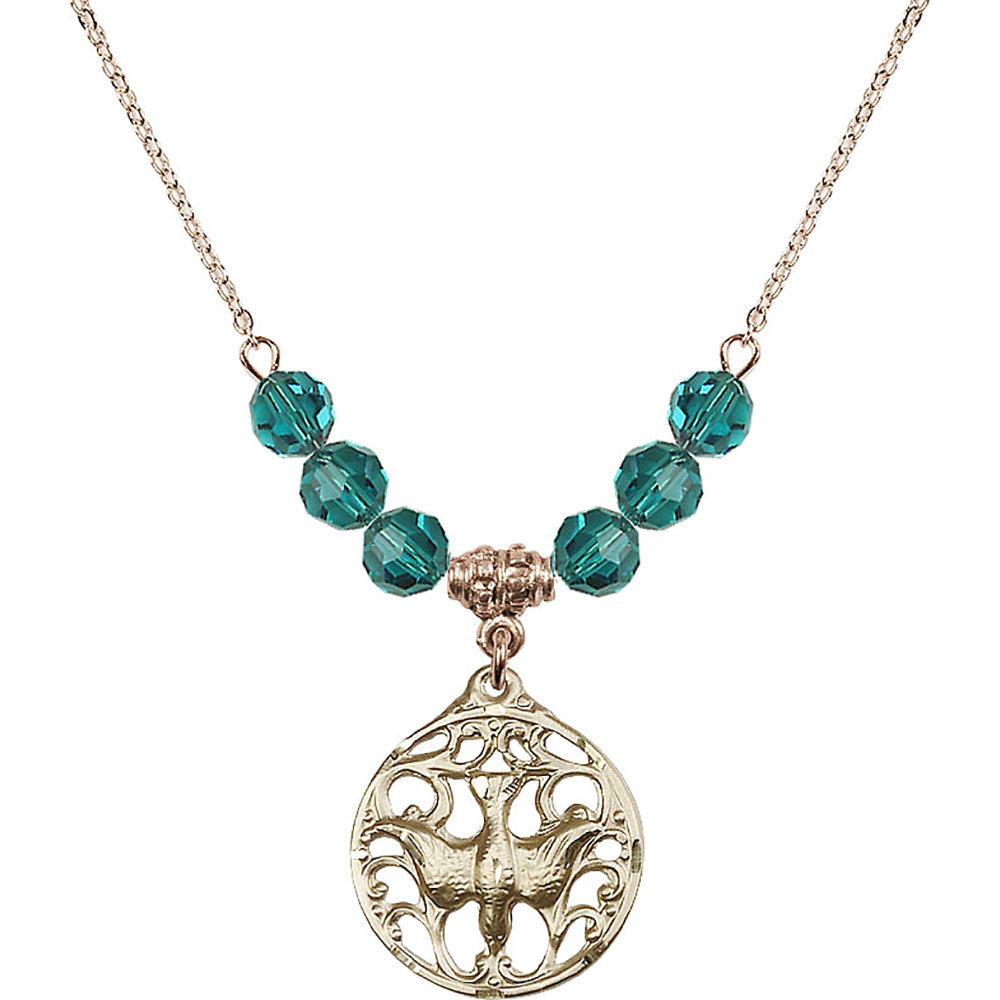 14kt Gold Filled Holy Spirit Birthstone Necklace with Zircon Beads - 5655