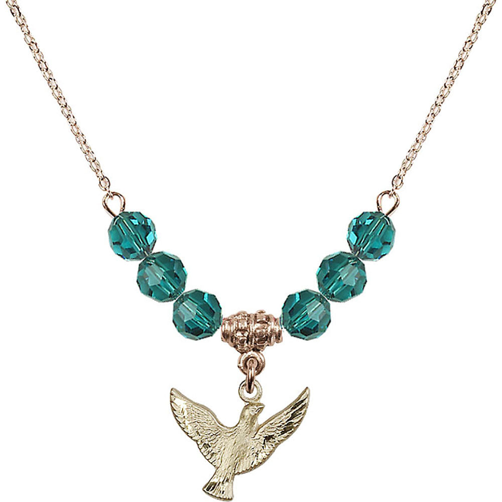 14kt Gold Filled Holy Spirit Birthstone Necklace with Zircon Beads - 5912