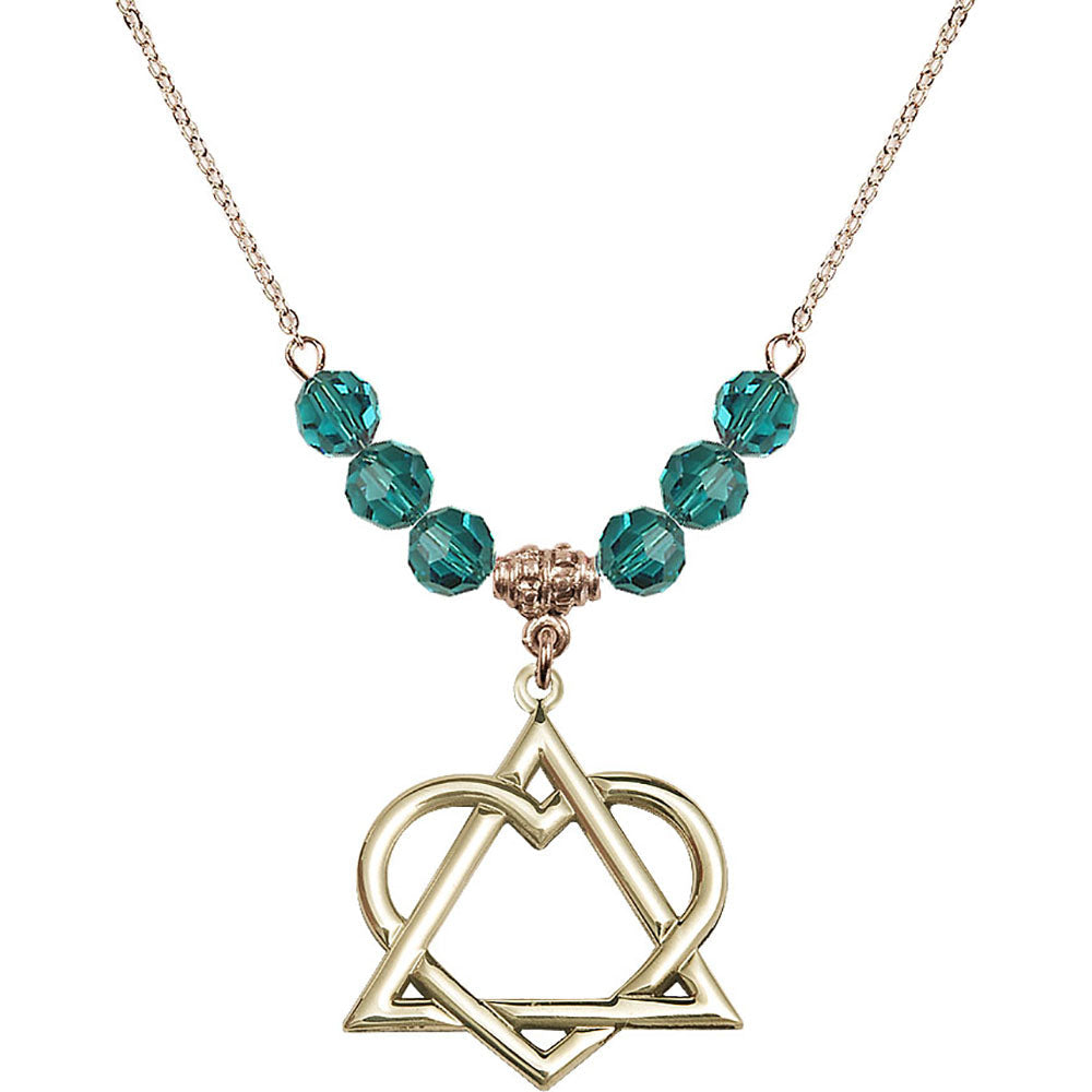 14kt Gold Filled Adoption Heart Birthstone Necklace with Zircon Beads - 6210
