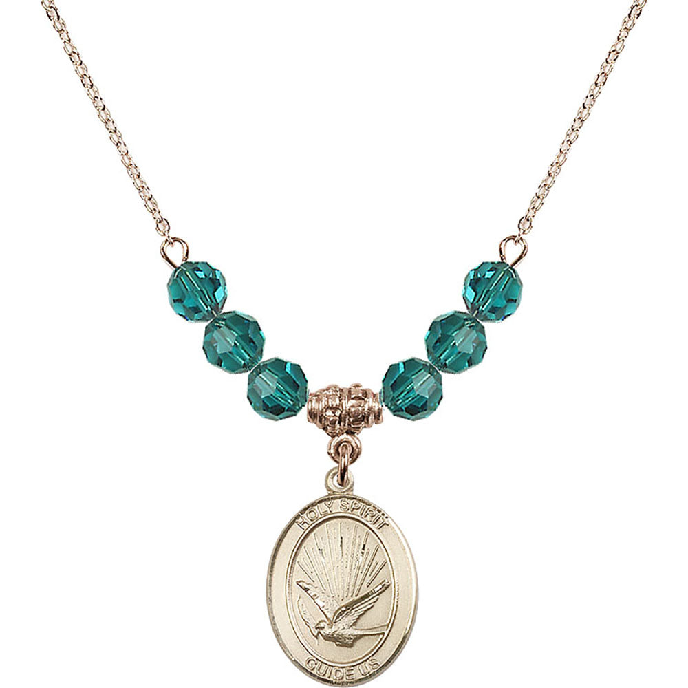 14kt Gold Filled Holy Spirit Birthstone Necklace with Zircon Beads - 8044