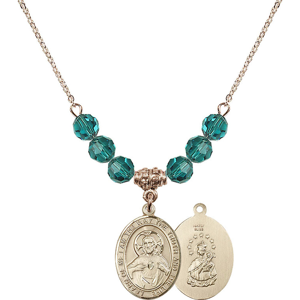 14kt Gold Filled Scapular Birthstone Necklace with Zircon Beads - 8098