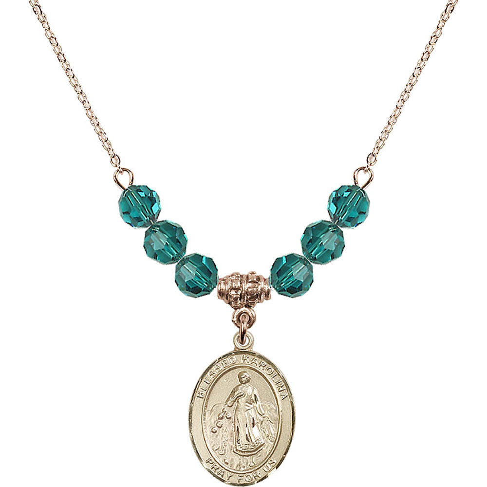 14kt Gold Filled Blessed Karolina Kozkowna Birthstone Necklace with Zircon Beads - 8283