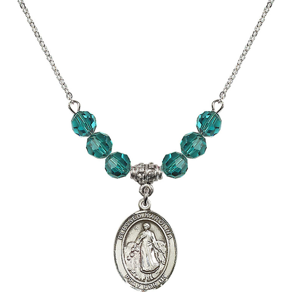 Sterling Silver Blessed Karolina Kozkowna Birthstone Necklace with Zircon Beads - 8283
