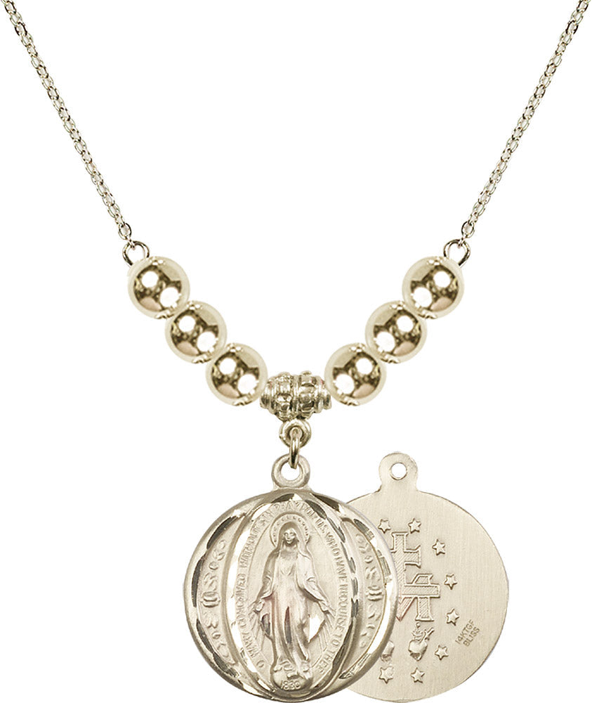 14kt Gold Filled Miraculous Birthstone Necklace with Gold Filled Beads - 0017
