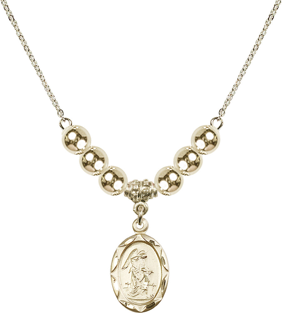 14kt Gold Filled Guardian Angel Birthstone Necklace with Gold Filled Beads - 0612