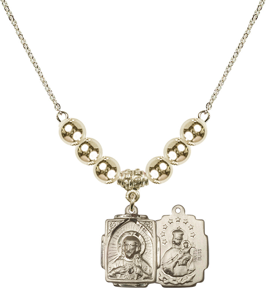 14kt Gold Filled Scapular Birthstone Necklace with Gold Filled Beads - 0804