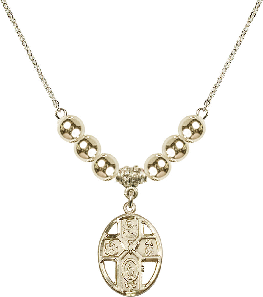 14kt Gold Filled 5-Way / Holy Spirit Birthstone Necklace with Gold Filled Beads - 0880