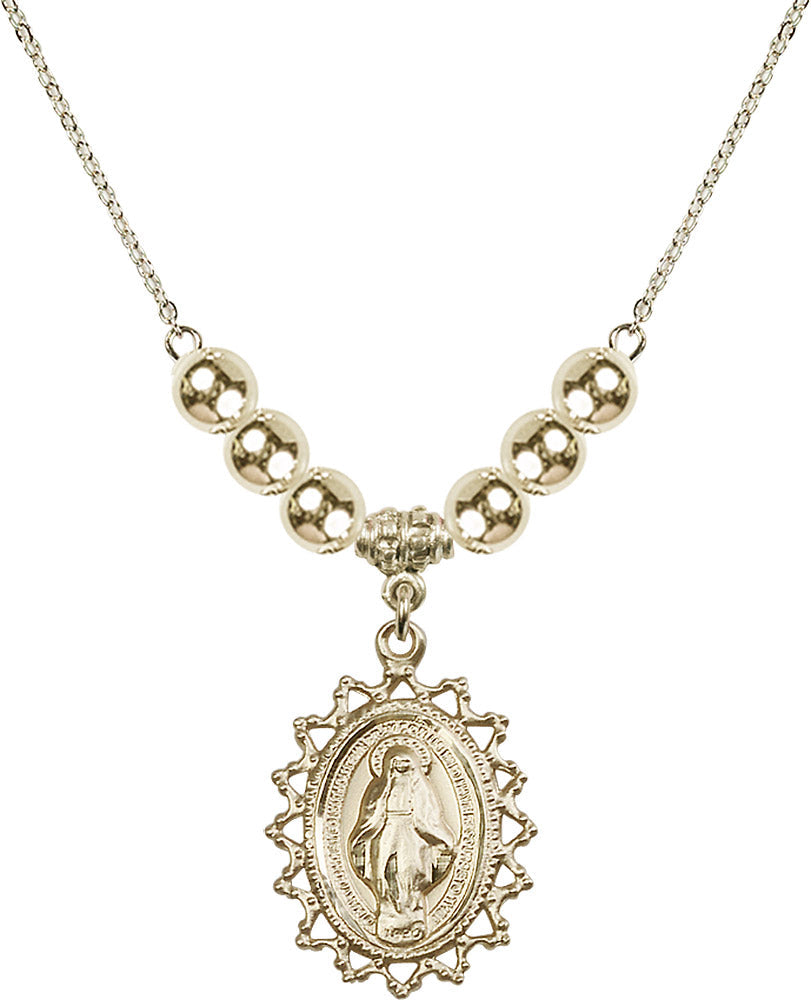 14kt Gold Filled Miraculous Birthstone Necklace with Gold Filled Beads - 1619