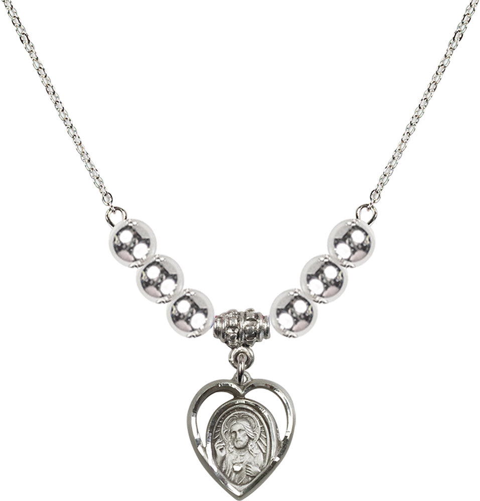 Sterling Silver Scapular Birthstone Necklace with Sterling Silver Beads - 4126