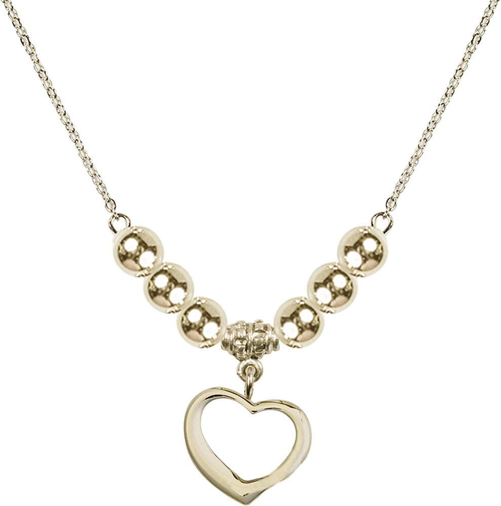 14kt Gold Filled Heart Birthstone Necklace with Gold Filled Beads - 4208