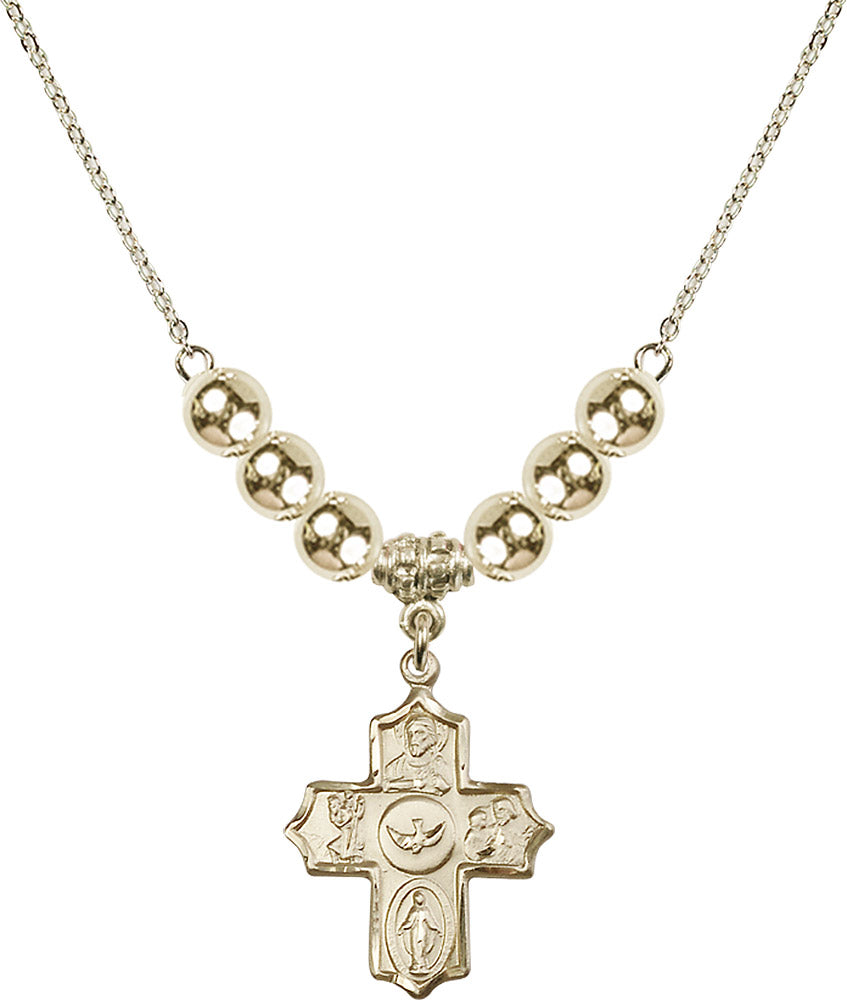 14kt Gold Filled 5-Way Birthstone Necklace with Gold Filled Beads - 4255
