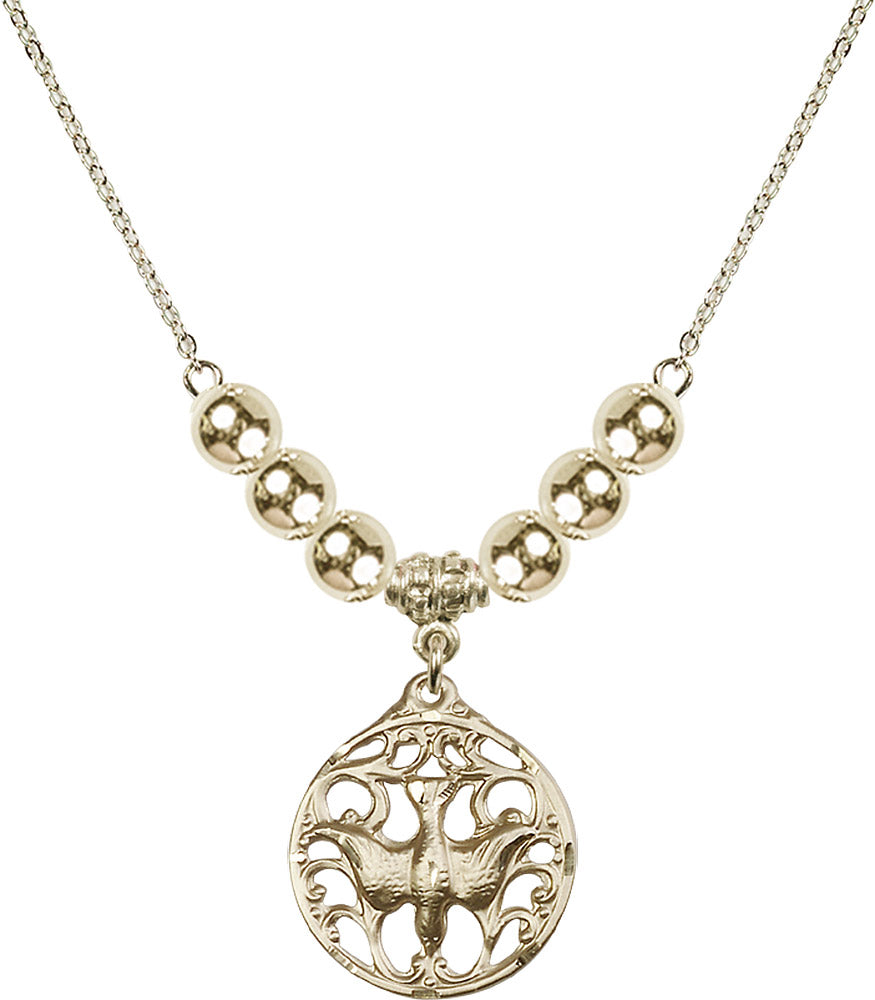 14kt Gold Filled Holy Spirit Birthstone Necklace with Gold Filled Beads - 5655