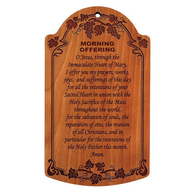 7" Morning Offering Carved Wood Plaque - 4 Pk