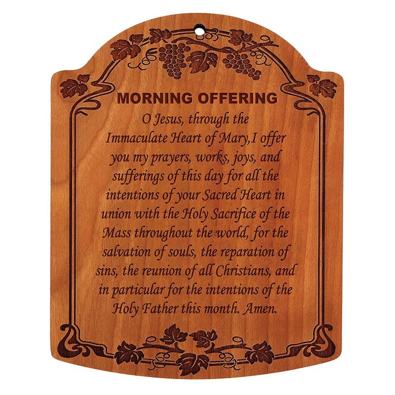 10" Morning Offering Carved Wood Plaque - 4 Pk
