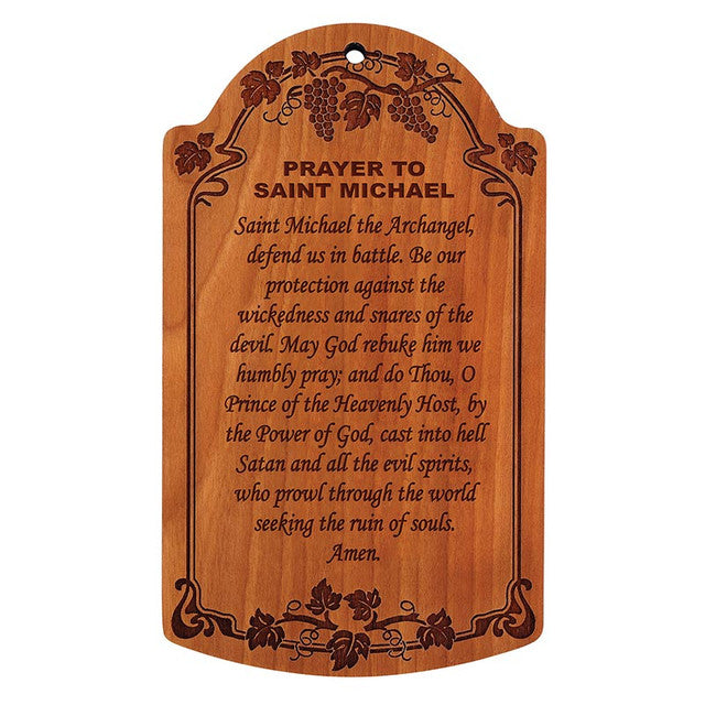 10" Prayer to St. Michael Carved Wood Plaque - 4 Pk
