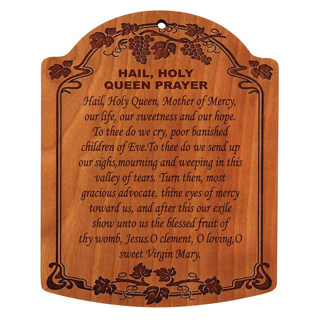 10" Hail, Holy Queen Carved Wood Plaque - 4 Pk
