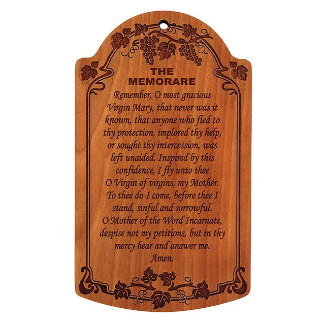 7" The Memorare Carved Wood Plaque - 4 Pk