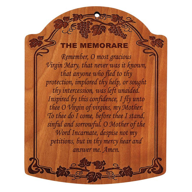 10" The Memorare Carved Wood Plaque - 4 Pk