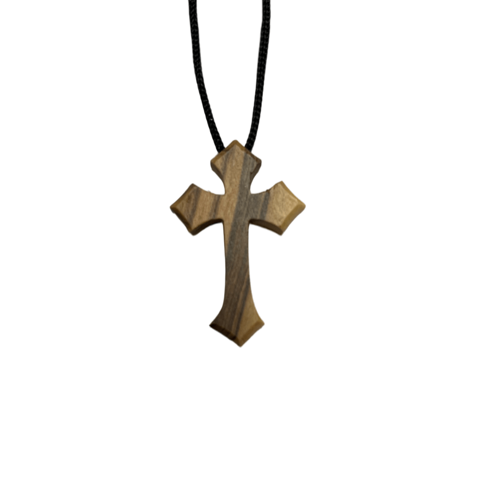 Olive Wood Holding Cross Pendant, Style HLWA40