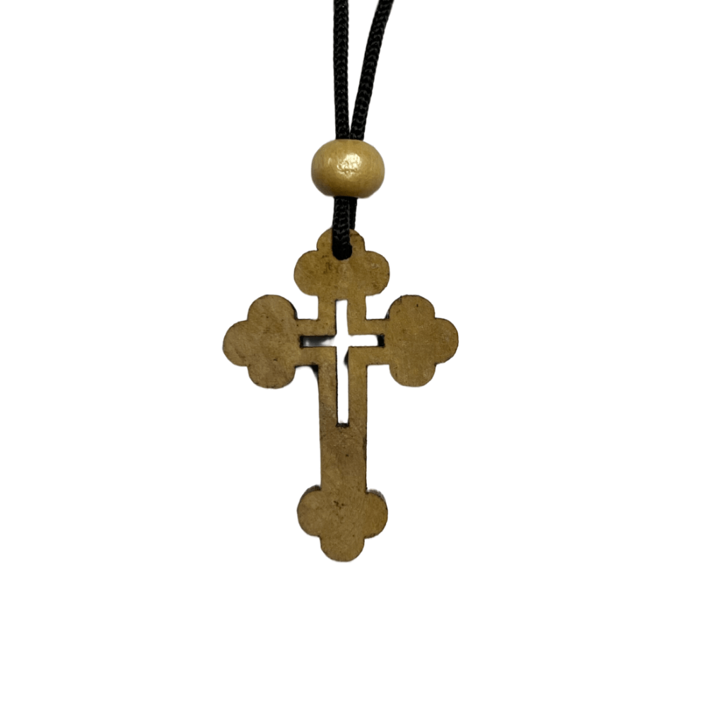 Olive Wood Holding Cross Pendant, Style HLWA7