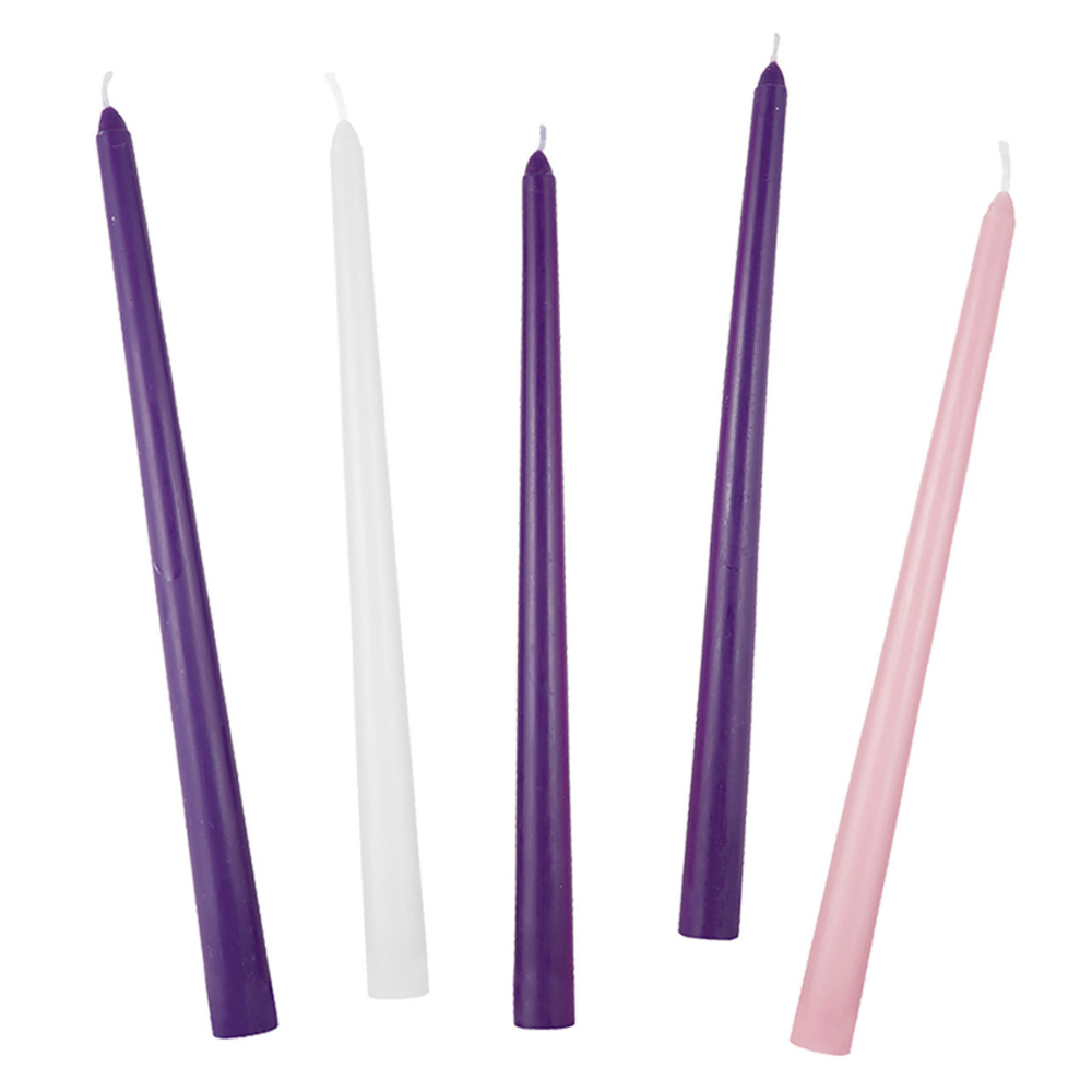 7/8" x 12" Tapered Advent Candles - Bulk Box of 6 Packs.