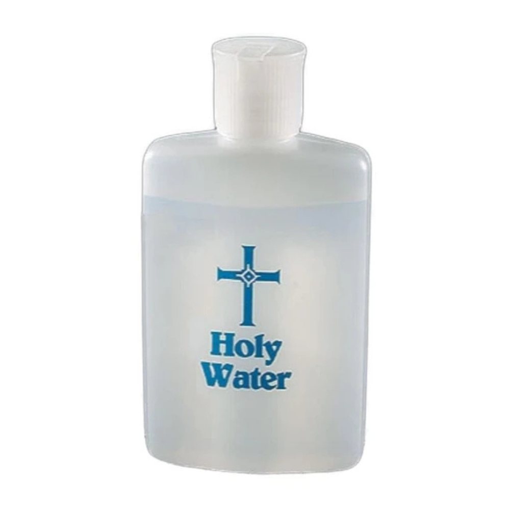 Blue Lettering Holy Water Bottle - 12 Pk