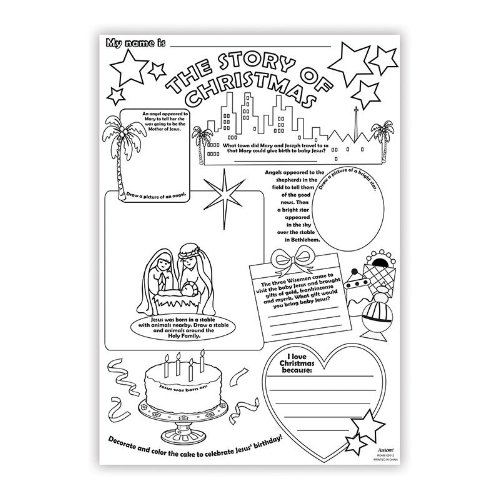 Colour Your Own "The Story Of Christmas" Poster - Pk 50