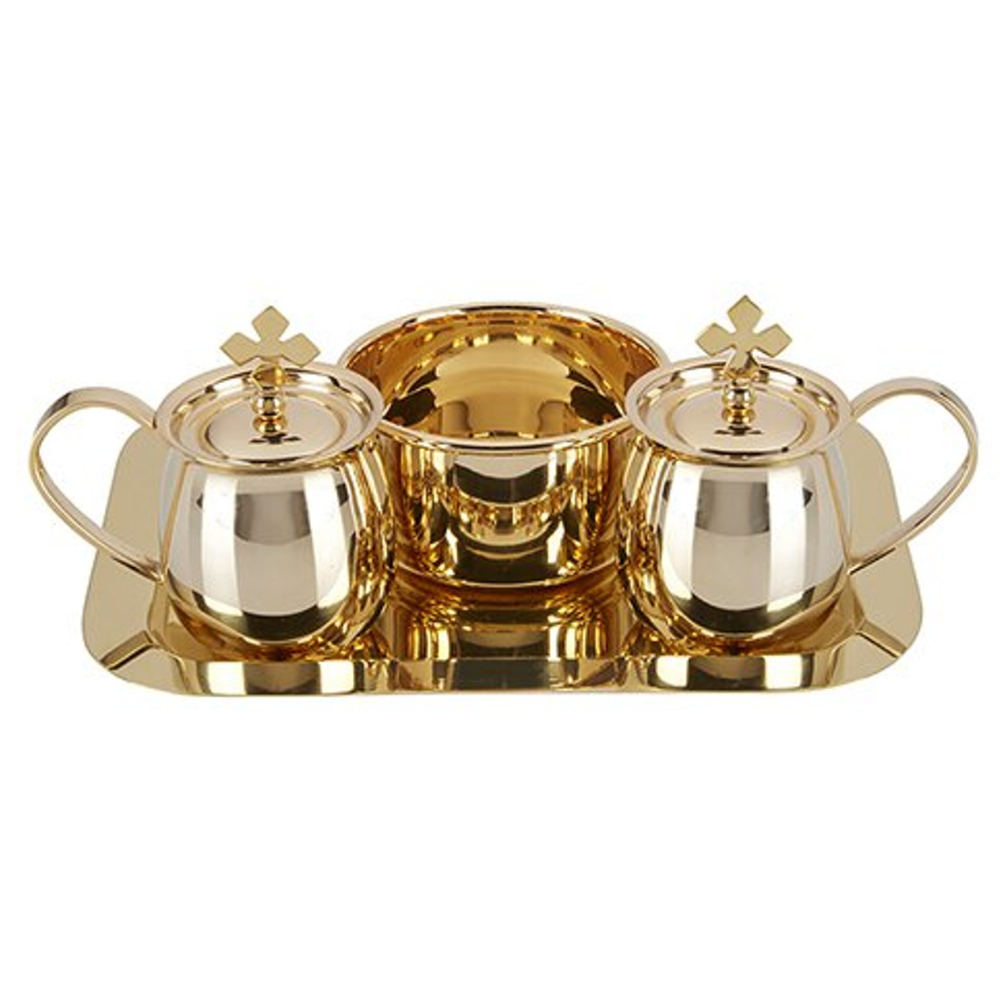 Brass Cruet Set with Tray & Bowl