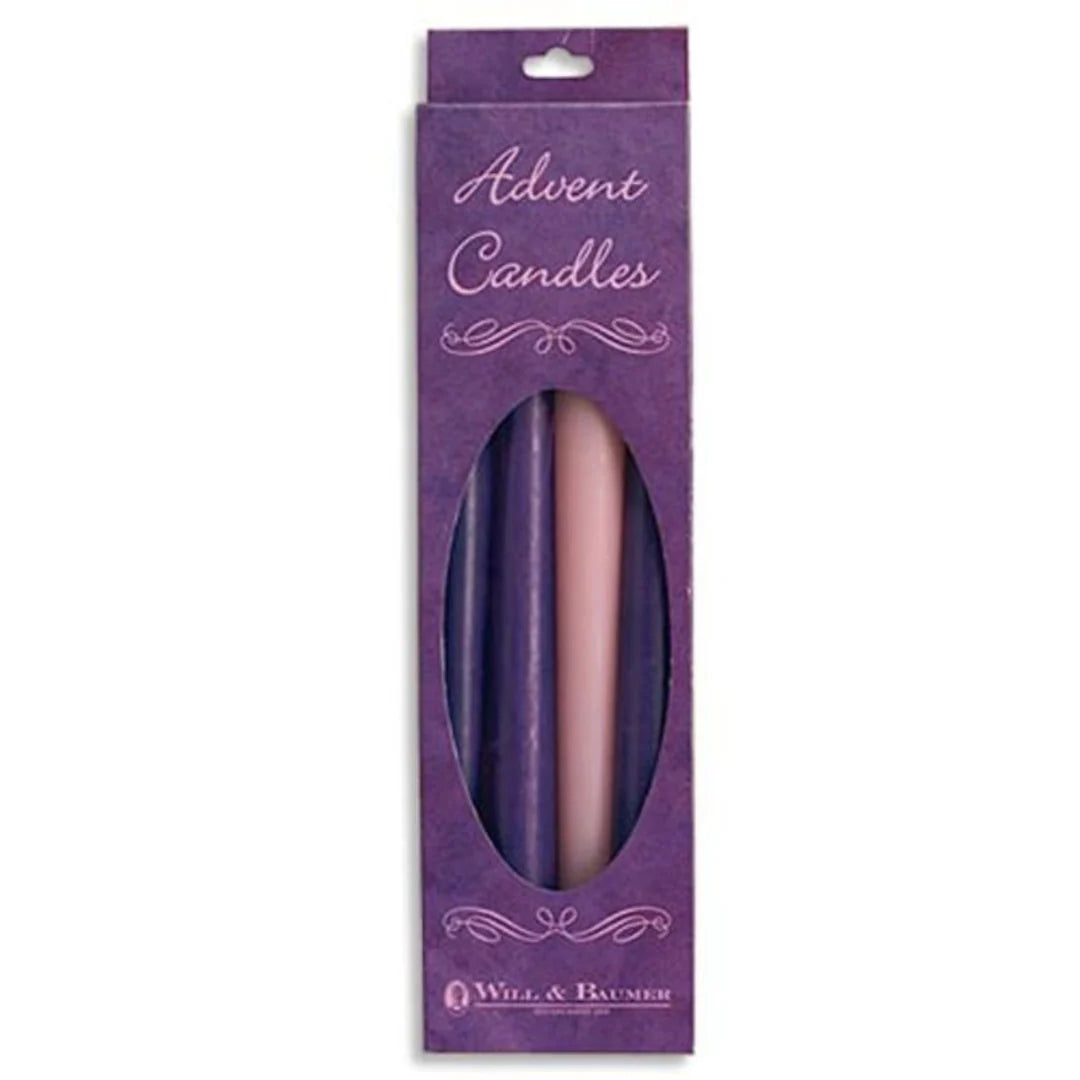 7/8" Advent Candle Set - Bulk Box of 12 Packs