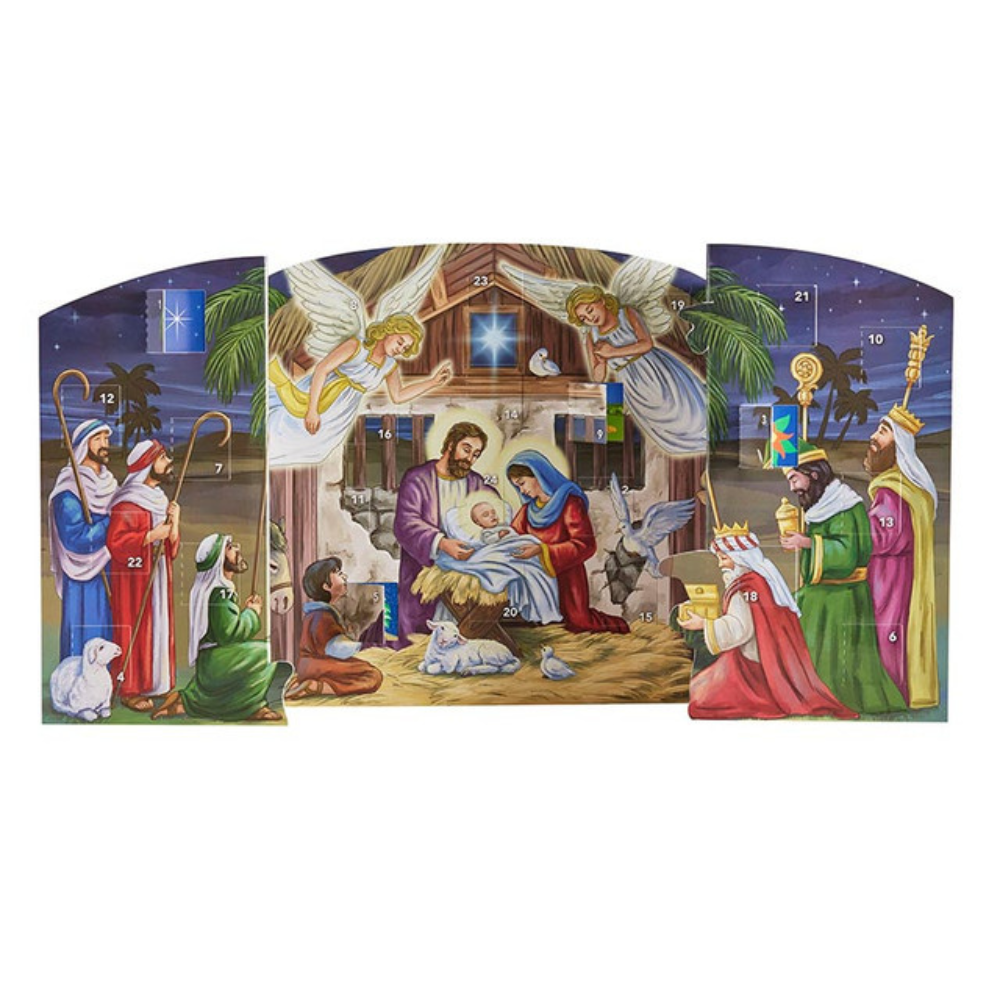 Joyful Nativity Standing Advent Calendar - 12 Pk