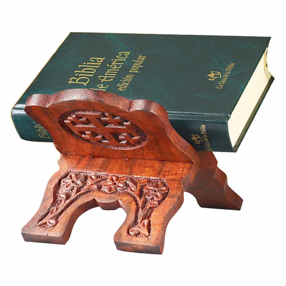 4 3/4" High Rosewood Carved Bible Stand - 4 Pk