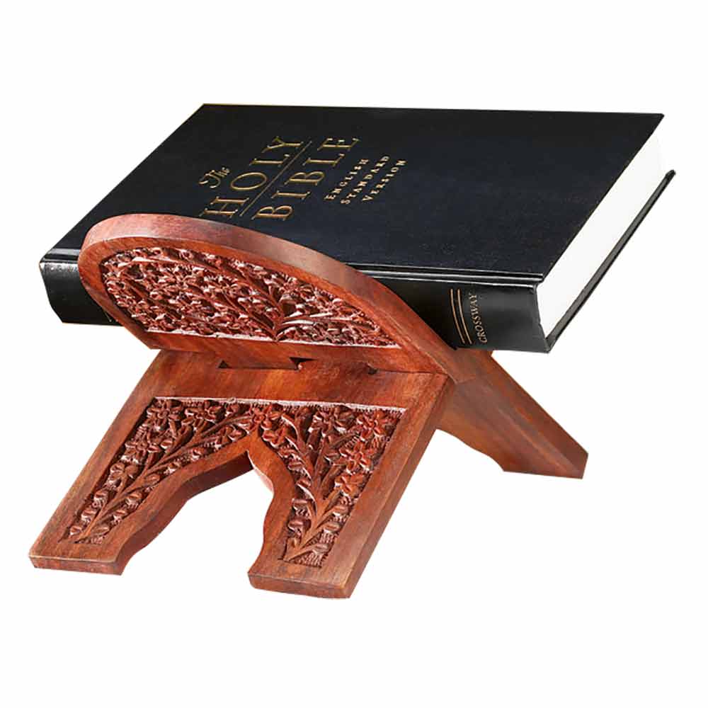 Rosewood Carved Bible Stand - 3 Pk
