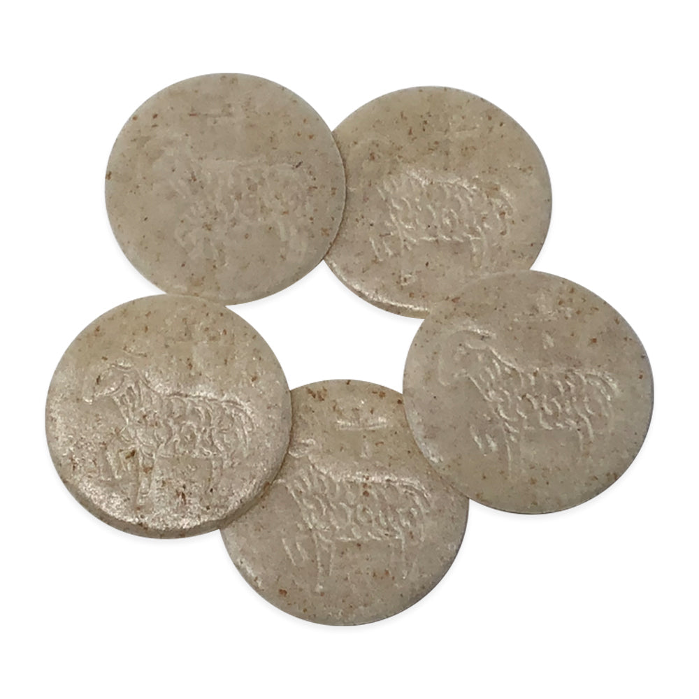 1 3/8" Diameter Lamb Design Wholemeal Box of 250-White