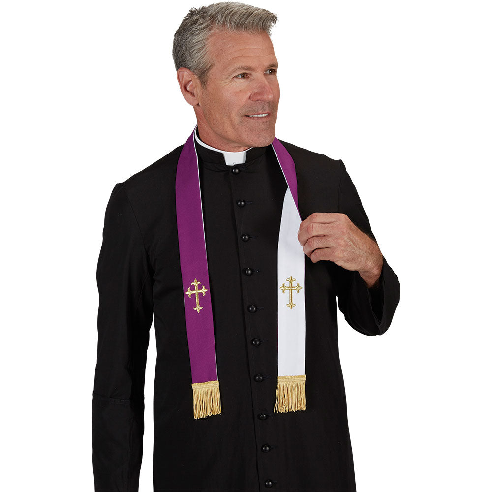 Purple/White Priest Reversible Stole