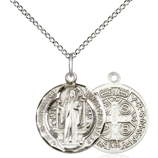 Sterling Silver Saint Benedict Pendant - 0026BSS