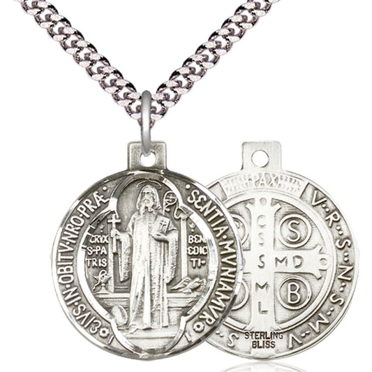 Sterling Silver Saint Benedict Pendant - 0027BSS