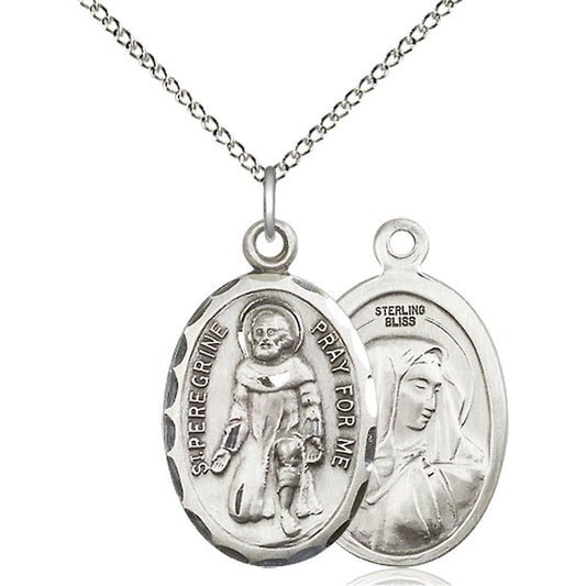 Sterling Silver Saint Peregrine Pendant - 0046PSS