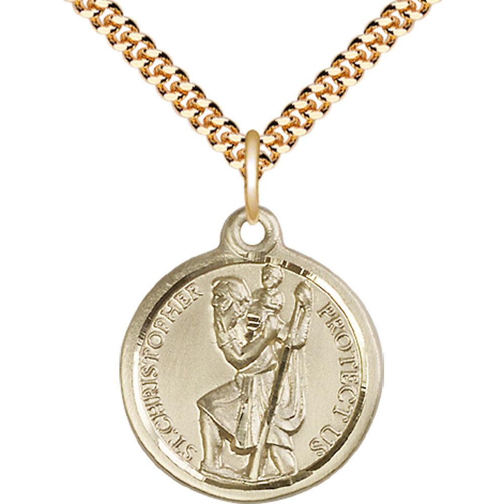 Gold Filled Saint Christopher Pendant - 0192CGF