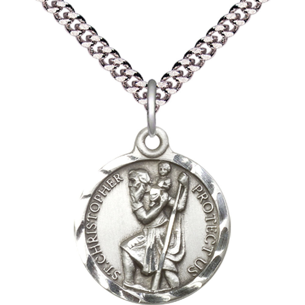 Sterling Silver Saint Christopher Pendant - 0192CSS